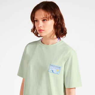 Camiseta de algodón unisex con estampado Wave - Vilebrequin x Maison Kitsuné Ice blue detalles vista 3