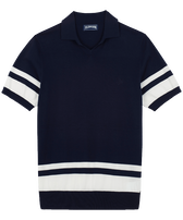 Zweifarbiges Poloshirt aus Baumwolle für Herren Marineblau Vorderansicht