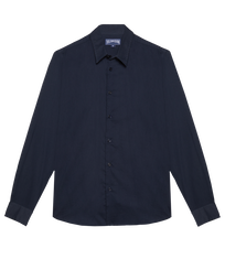 Men Others Solid - Unisex Cotton Voile Lightweight Shirt Solid, Navy front view