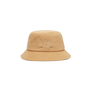 Gorro de tejido terry de color liso unisex Mocha vista frontal