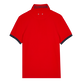 Polo en piqué de algodón de color liso para hombre Amapola vista trasera