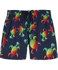 Costume da bagno bambino elasticizzato Tortues Rainbow Multicolor - Vilebrequin x Kenny Scharf Blu marine vista frontale