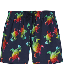 Boys Stretch Swim Trunks Tortues Rainbow Multicolor - Vilebrequin x Kenny Scharf Navy front view