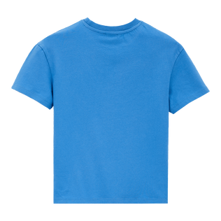 Camiseta de algodón orgánico de color liso para niño Oceano vista trasera