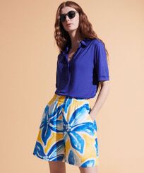 Solid Polohemd für Damen Neptune blue Vorderseite getragene Ansicht