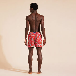 Men Swim Shorts Embroidered Tropical Turtles - Limited Edition Brick 背面穿戴视图