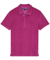 Polo de color liso en tejido jacquard para hombre Morado vista frontal