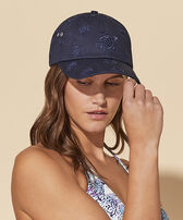 Embroidered Cap Turtles All Over Navy front worn view
