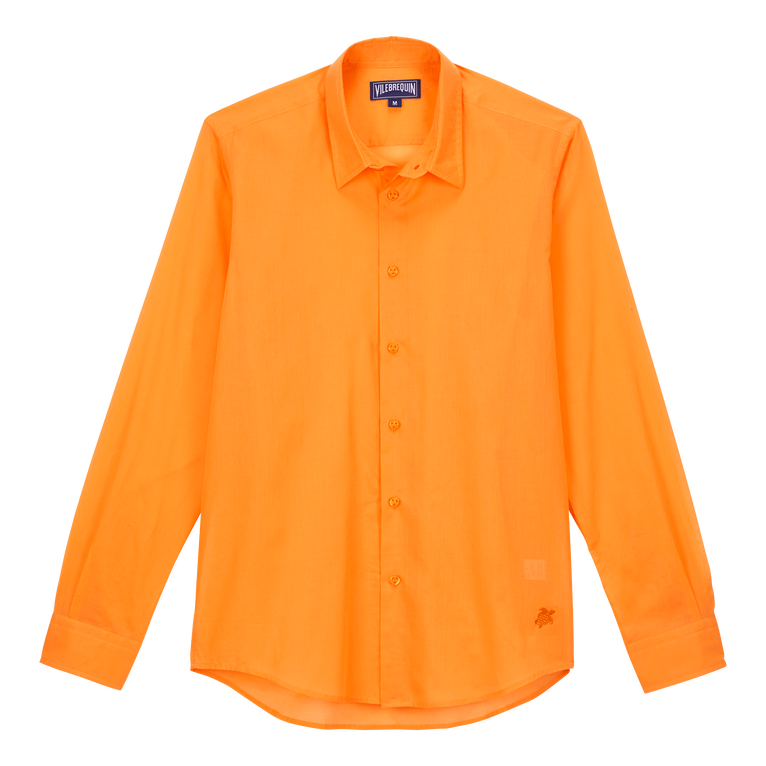 Unisex Cotton Voile Lightweight Shirt Solid - Caracal - Orange - Size XL - Vilebrequin