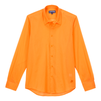 Camisa ligera unisex en gasa de algodón de color liso Zanahoria vista frontal