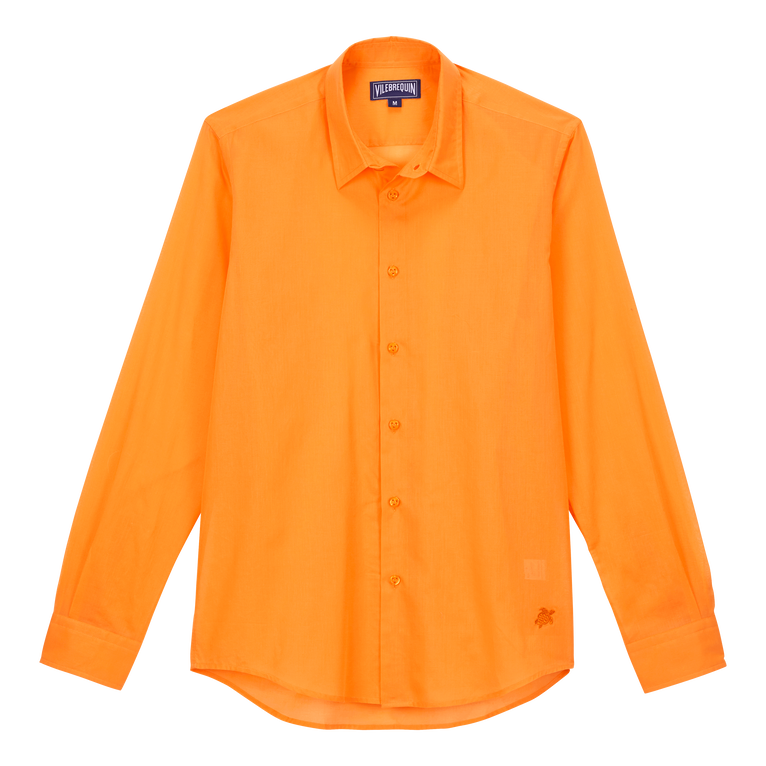 Leichtes Solid Unisex-hemd Aus Baumwollvoile - Caracal - Orange