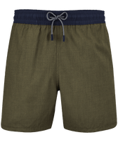 Men Merinos Wool Swim Trunks Bicolore Olive heather front view