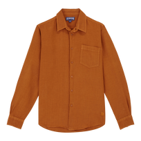 Camisa de lino lisa para hombre Caramel vista frontal