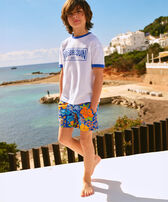 Boys Organic Cotton T-shirt Bicolor Logo Marrakech front worn view