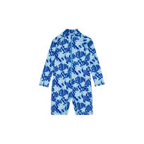 Boys One-piece Rashguard Ronde Des Tortues Logo Blue topaz front view