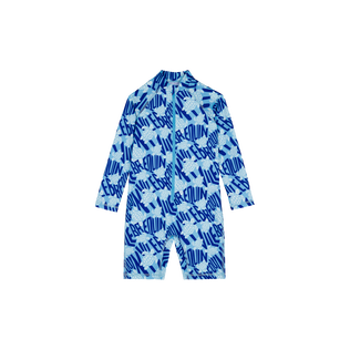 Boys One-piece Rashguard Ronde Des Tortues Logo Blue topaz front view