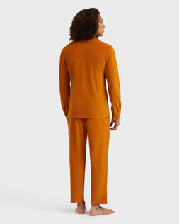 Men Terry Lightweight Shirt Solid Caramel vista trasera desgastada