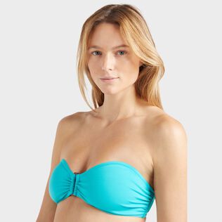 Haut de maillot de bain bandeau femme uni Vert disco vue de détail 2
