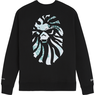 Men Cotton Crewneck Sweatshirt Turtles Printed - Vilebrequin x BAPE® BLACK Black back view