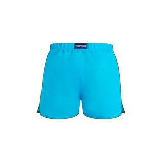 Men Linen Swim Trunks Solid Blue topaz back view
