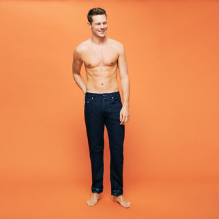Men 5-Pockets Jeans Requins 3D Dark denim w1 front worn view