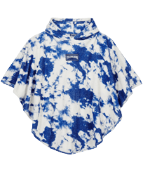 Tie & Dye Frottee-Poncho für Kinder Marineblau Vorderansicht