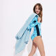 Langärmeliger Flowers Tie & Dye Rashguard für Damen Marineblau Details Ansicht 1