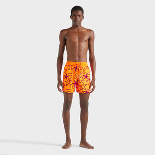 Men Ultra-light and packable Swim Shorts Flocked Starlettes Fluo fire front worn view