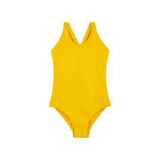 Maillot de bain une pièce fille bretelles croisées uni Mangue vue de face