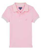 Boys Cotton Pique Polo Shirt Solid Marshmallow 正面图