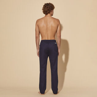 Men Wool Denim Jogger Pants Dark denim w1 back worn view