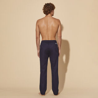 Pantaloni jogger uomo in lana effetto denim Dark denim w1 vista indossata posteriore