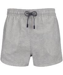 Bañador corto en lana merina de color liso para hombre Gris jaspeado vista frontal