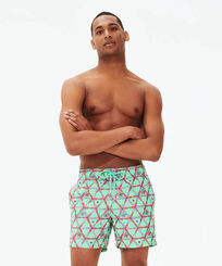 Men Swim Trunks Embroidered Indian Ceramic - Limited Edition Cardamom front worn view