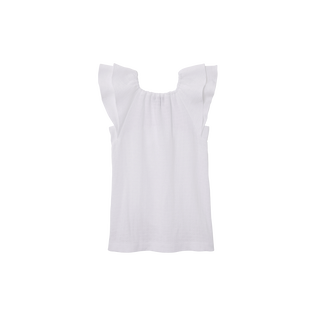 Baumwollkleid mit aufgestickter Schildkröte für Mädchen Weiss Rückansicht