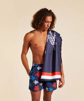 Big Towel Ronde des Tortues Navy front worn view