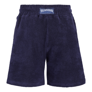 Boys Terry Bermuda Solid Navy back view