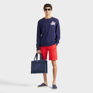 Men Cotton Stretch Bermuda Shorts Turtle Poppy red details view 2