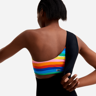 Women asymmetrical one piece swimsuit Rainbow bandeau - Vilebrequin x JCC+ - Limited Edition Multicolor details view 2