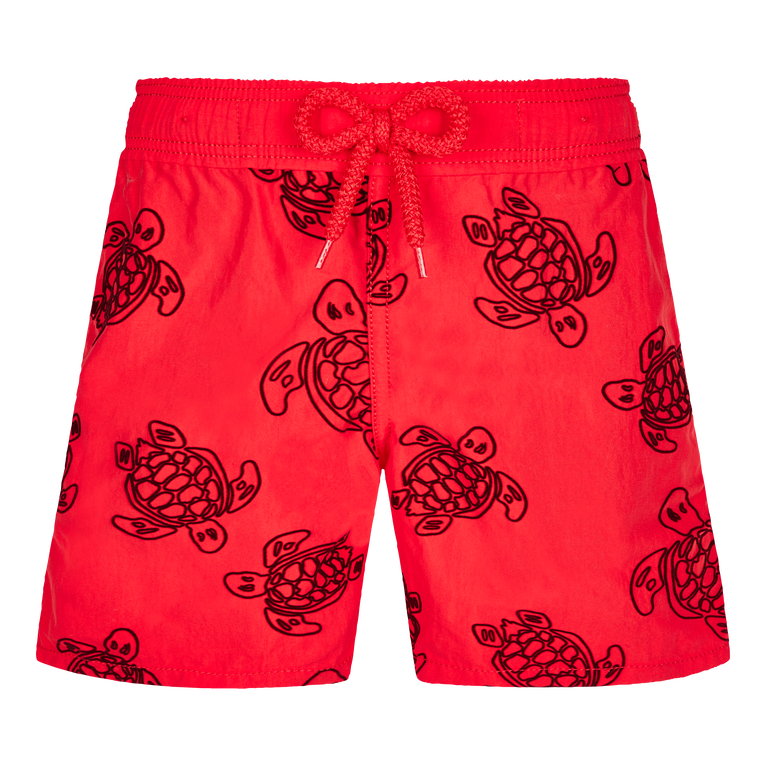 Boys Swim Shorts Ronde Des Tortues Flocked - Swimming Trunk - Jim - Red - Size 14 - Vilebrequin