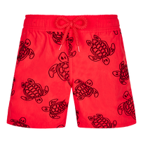 男童 Ronde Des Tortues 植绒游泳短裤 Poppy red 正面图