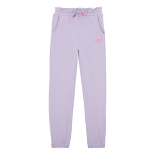 Girls Cotton Jogger Pants Solid Lilac front view