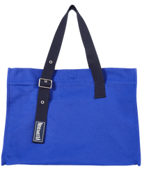 Andere Uni - Große Einfarbige Strandtasche aus Baumwolle, Purple blue Vorderansicht