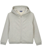 Boys Hooded Front Zip Sweatshirt Turtle print at the back Heather grey front view
