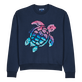 Men Cotton Sweatshirt Embroidered Turtle Navy front view