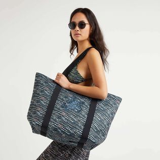 Neoprene Large Beach Bag Pearl Black front worn view