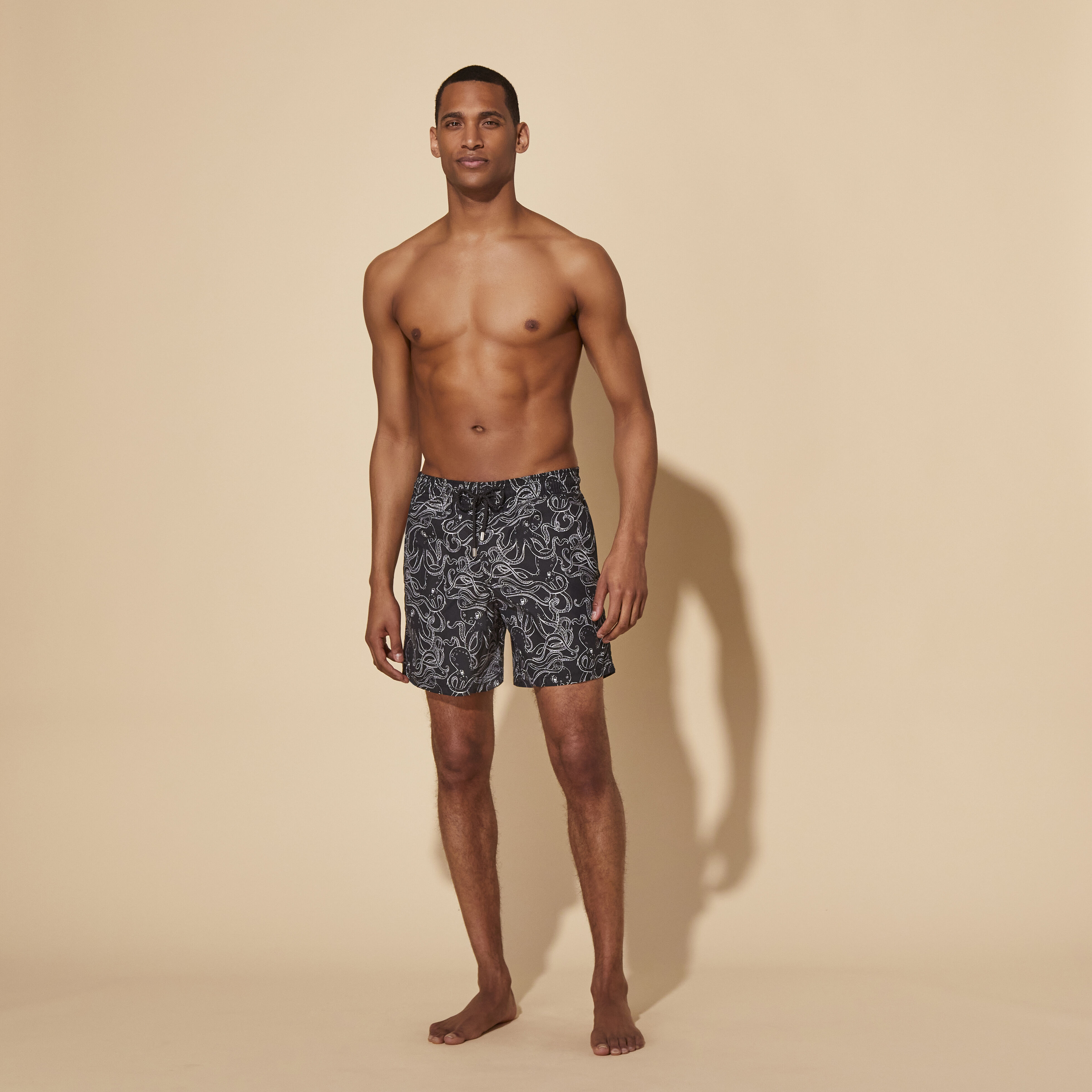 Men Swim Trunks Black Octopus