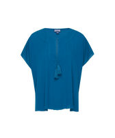 Camicia donna in viscosa tinta unita Peacock vista frontale