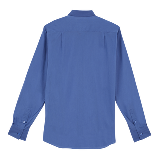 Unisex Cotton Voile Lightweight Shirt Solid Storm back view