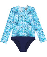 女童 Flowers 扎染连体防晒衣 Navy 正面图